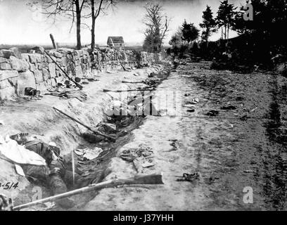 Dieses Bild bezieht sich auf die Schlacht von Chancellorsville, die 1863 während des Amerikanischen Bürgerkriegs ausgetragen wurde. Es konzentriert sich auf die Folgen und die Verluste der Schlacht, insbesondere den Tod des konföderierten Generals Stonewall Jackson. Stockfoto