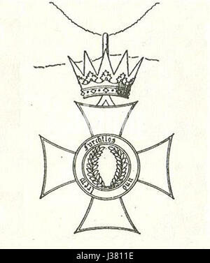 Die Commandeurskruis mit Badenkrone ist ein renommierter Preis in der europäischen Militärgeschichte. Die Medaille wird für außergewöhnliche Dienste vergeben, insbesondere im Hinblick auf die Streitkräfte der Region, einschließlich des badischen Militärordens. Stockfoto