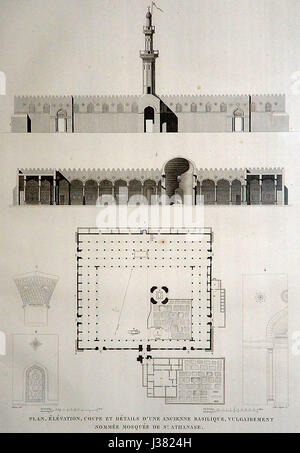 Beschreibung de Egypte, Kunstgegenstände V, Platte 38, Abschnitt und Plan der Moschee Attarine gezeichnet c.1798, veröffentlicht in der Panckoucke Ausgabe von 1821-9 Stockfoto