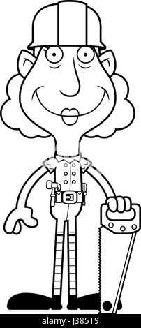 Eine Abbildung eines Zeichentrickfilms Christmas Elf Oma mit Werkzeugen. Stock Vektor