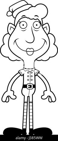 Ein Beispiel für eine Karikatur Weihnachten Elf Oma stehen und Lächeln auf den Lippen. Stock Vektor