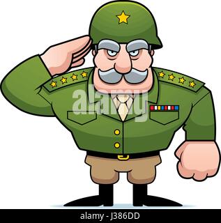 Veranschaulichung der ein Cartoon militärische allgemeine salutieren. Stock Vektor