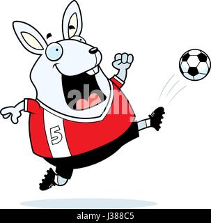 Eine Karikatur Illustration eines Kaninchens treten einen Fußball. Stock Vektor