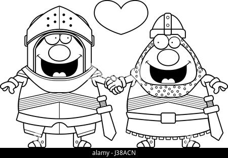 Eine Karikatur Illustration von zwei schwule Ritter Hand in Hand und in der Liebe. Stock Vektor