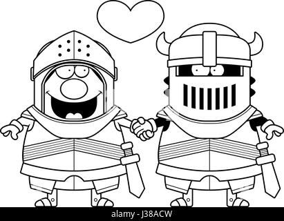 Eine Karikatur Illustration von zwei schwule Ritter Hand in Hand und in der Liebe. Stock Vektor