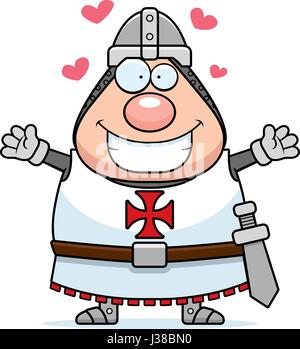 Ein Cartoon Illustration ein Tempelritter bereit, eine Umarmung zu geben. Stock Vektor