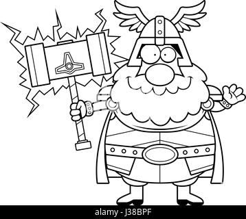 Ein Cartoon-Illustration von Thor winken. Stock Vektor