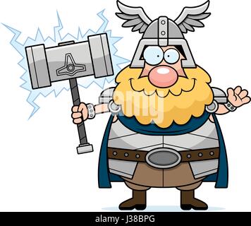 Ein Cartoon-Illustration von Thor winken. Stock Vektor