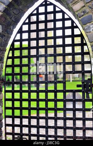 Gateway zu St. Audoen's Church, Dublin die frühesten erhaltenen mittelalterlichen Kirche. Der Turm, im Hintergrund sichtbar, stammt aus dem 12. Jahrhundert. Stockfoto