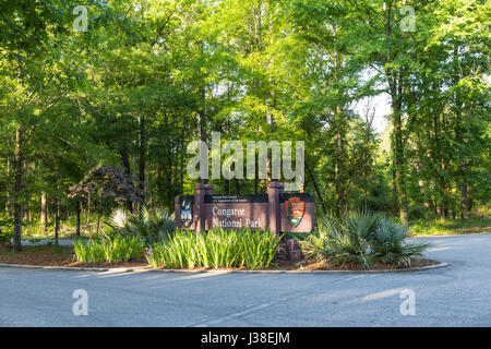 Der Eingang zum Congaree Nationalpark in Hopkins in South Carolina. Stockfoto