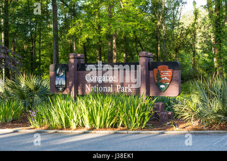 Der Eingang zum Congaree Nationalpark in Hopkins in South Carolina. Stockfoto