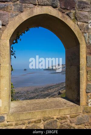 Blick vom Aussichtspunkt über den Bristolkanal Clevedon Pier Stockfoto