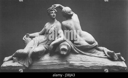 Eine Skulptur von Johann Heinrich Dannecker mit dem Titel „Wasser und Wiesennymphe“, die eine Wassernymphe darstellt und die Beherrschung der klassischen Skulpturentechniken des 18. Jahrhunderts zeigt. Stockfoto