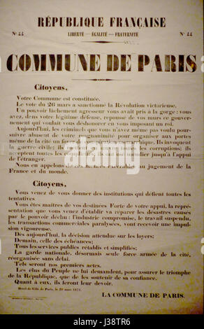 Commune de Paris Proklamation du 29 März 1871 Stockfoto