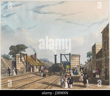 Farbige Ansicht auf der Liverpool and Manchester Railway, 1831 Stockfoto