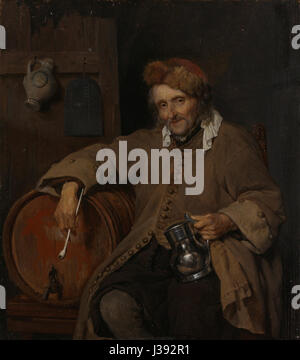 „De oude Drinker“ ist ein Gemälde im Rijksmuseum in Amsterdam, das einen betrinkenden älteren Mann darstellt, der sich durch seine realistische Darstellung von Alter und Charakter auszeichnet. Dieses Kunstwerk ist Teil der Sammlung der niederländischen Kunst des Goldenen Zeitalters museumâ. Stockfoto