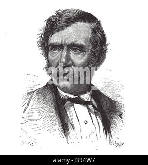 Dieses Porträt von Henri Meyer zeigt den berühmten schottischen Entdecker und Missionar David Livingstone, der für seine Erforschung Afrikas und seine Missionsarbeit im 19. Jahrhundert bekannt ist. Stockfoto