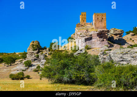 Burg von Zafra. Game of Thrones, Tower of Joy. Hombrados, Campillo de Dueñas, Guadalajara, Castilla La Mancha, Spanien, Europa Stockfoto