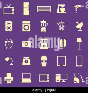 Haushalt farbige Icons auf lila Hintergrund, Lager Vektor Stock Vektor