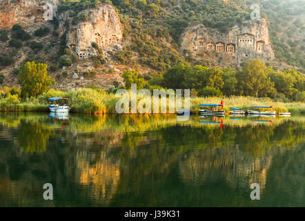 Kaunian-Felsen-Gräber von Dalyan Ortaca, Türkei Stockfoto