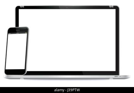 Smartphone und Laptop Vector Illustration. Stock Vektor