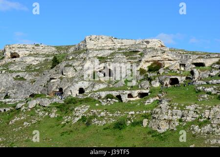 Die Sassi und dem Park der Karstschluchten Kirchen von Matera Murgia plateau Basilikata-Italien Stockfoto