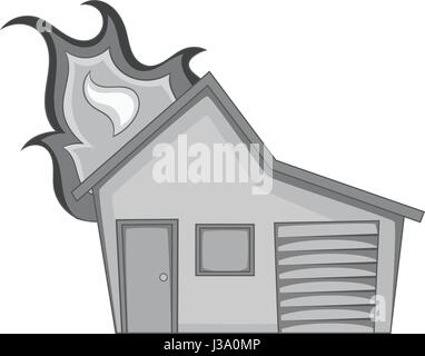 Haus am Feuer Symbol Monochrom Stock Vektor