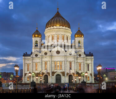 Kathedrale von Christus dem Erlöser am Abend, Moskau, Russland Stockfoto