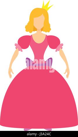 Prinzessin in rosa Kleid Symbol, Cartoon-Stil Stock Vektor