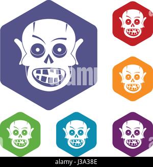 Lebende Tote Icons set Sechseck Stock Vektor