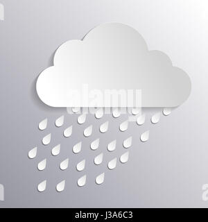 Eine Papier-Wolke mit vielen Regentropfen Stockfoto