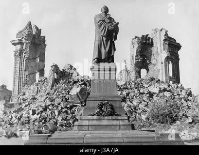 Die zerstörte Frauenkirche in Dresden, 1950er Jahre Stockfoto