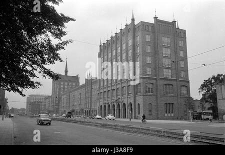 Blick auf die Lange Straße (lange Straße) in Rostock, 1963 Stockfoto