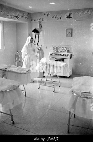 Die Geburtshilfe-Abteilung eines Spitals in Madrid, 1963 Stockfoto