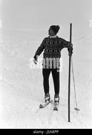 Skiläufer Karl Schranz während eines Trainings, 1962 Stockfoto