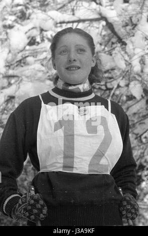 Russische Skilangläuferin Valentina Tsaryova in Grindelwald, 1954 Stockfoto