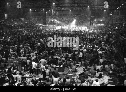 Menge bei einem Rock-Festival in München, 1970 Stockfoto