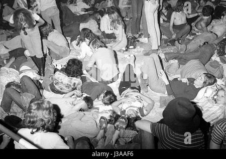 Menge bei einem Rock-Festival in München, 1970 Stockfoto