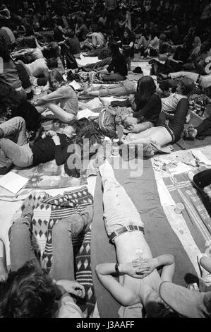 Menge bei einem Rock-Festival in München, 1970 Stockfoto