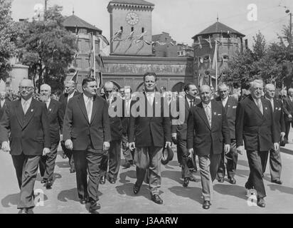 Franz Josef Strauß, Willy Brandt und Hanns Seidel zum 800. Jubiläum der München, 1958 Stockfoto