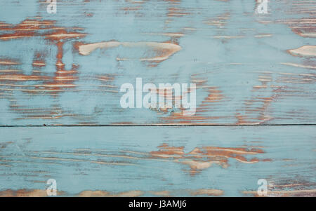 Alte hölzerne bemalt blau rustikal Hintergrund Draufsicht Stockfoto
