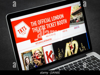 TKTS London Theatre Ticket Stand Homepage Stockfoto