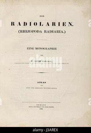 Die Radiolarien (Rhizopoda Radiata) Ernst Haeckel Titelblatt Stockfoto