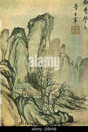 Dong Qichang war ein berühmter chinesischer Gelehrter und Maler während der Ming-Dynastie, bekannt für seine Beiträge zur chinesischen Malerei und Kalligraphie. Stockfoto