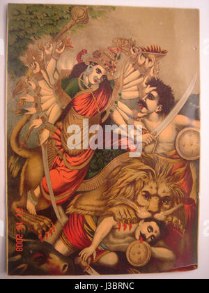 Durga Mahishasura-Mardini, die Mörder der Büffel Dämon 1 Stockfoto