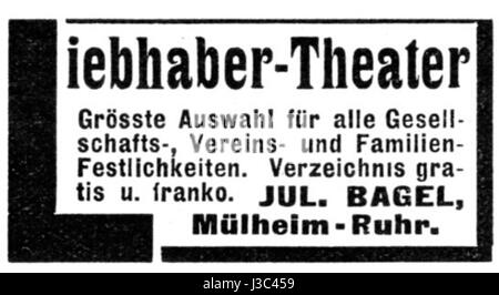 Sterben Sie Woche 10-15 Jahre 1904 S. X Zweitligamannschaft Theater Bagel Stockfoto