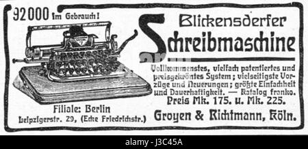 Woche 10-15 Jahre 1904 S. XIII Blickensderfer sterben Stockfoto