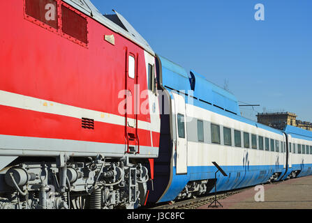 Moskau, Russland - April 1.2017. EP200 - experimentelle High-Speed-AC e-Lok im Museum der Geschichte der Eisenbahn Transport Entwicklung Stockfoto