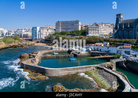 Biarritz ist eine Stadt am Golf von Biskaya, an der Atlantikküste im Département Pyrénées-Atlantiques Aquitaine Region im Südwesten Frankreichs. Stockfoto