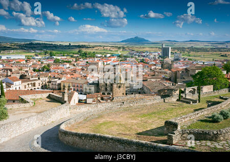 Gesamtansicht von Trujillo von der Burg Stockfoto